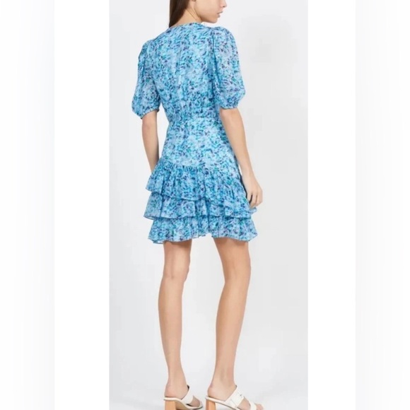 Suncoo Paris Clea Blue Ruffled Mini Dress - Picture 2 of 16